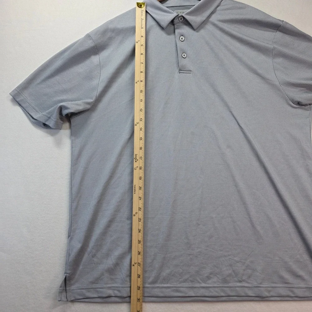 PGA‎ TOUR Men's Golf Polo Shirt XL Gray Micro Check Short Sleeve 100% Polyester